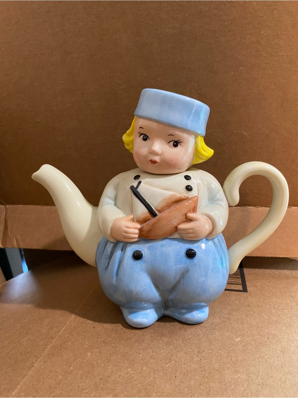 Adorable Retro Ceramic Dutch Boy Teapot - Dept 56 Cookies from the Cookie Jar